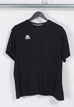 Vintage Kappa T-Shirt in Black Basic Crewneck Tee Large