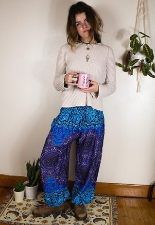 FAIRTRADE TURQUOISE PURPLE HIPPIE HAREMS TROUSERS