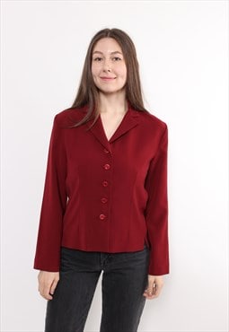 90s red blazer vintage woman casual style formal suit jacket