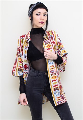 VINTAGE 90'S ABSTRACT PATTERNED OVERSIZED SHIRT