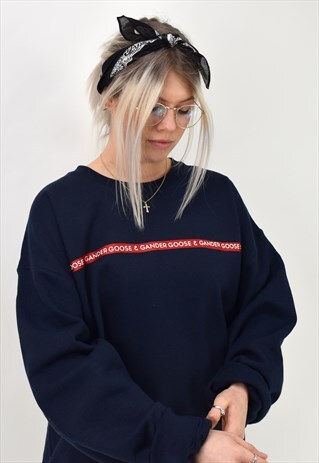 G&G UNISEX NAVY WRITING RIBBON SWEAT