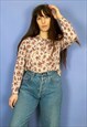 VINTAGE 90'S PINKY PURPLE FLORAL LONG SLEEVE SHIRT - S/M