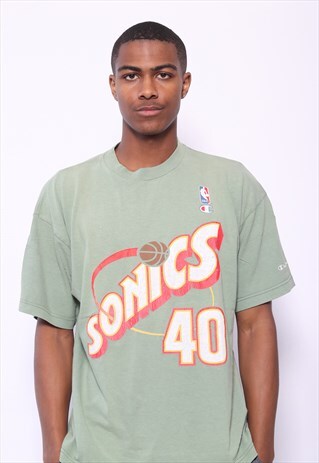 VINTAGE CHAMPION SEATTLE SUPERSONICS NBA LOGO T-SHIRT GREEN