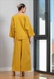 LINEN SET OF PALAZZO PANTS AND LOOSE TUNIC IN MUSTARD COLOR