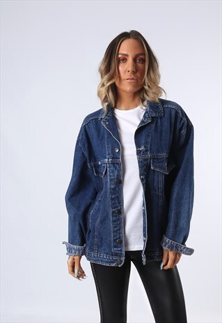 DENIM JACKET OVERSIZED FITTED VINTAGE UK 18 (HDAQ)