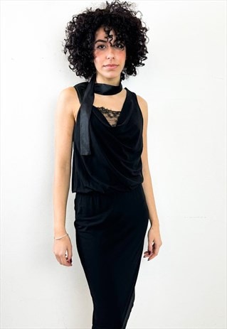 VINTAGE Y2K LONGUETTE BLACK DRESS 