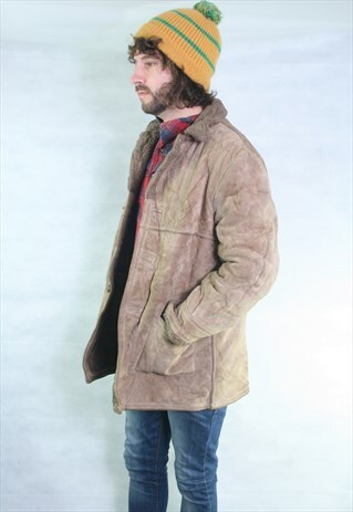 VINTAGE OVERSIZED SUEDE SHEEPSKIN SHERLING LINED JACKET