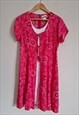 VINTAGE 90'S PINK AND WHITE TIE FRONT DRESS