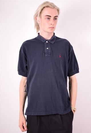 POLO RALPH LAUREN MENS VINTAGE POLO SHIRT LARGE NAVY90S