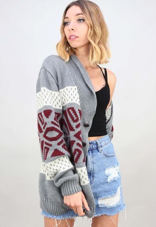 VINTAGE OVERSIZED PATTERNED CARDIGAN