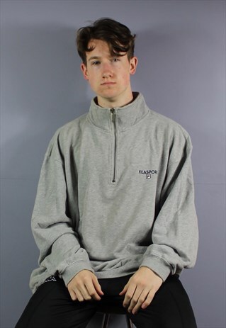 VINTAGE FILA SPORT 1/4 ZIP SWEATSHIRT IN GREY WITH EMBROIDER