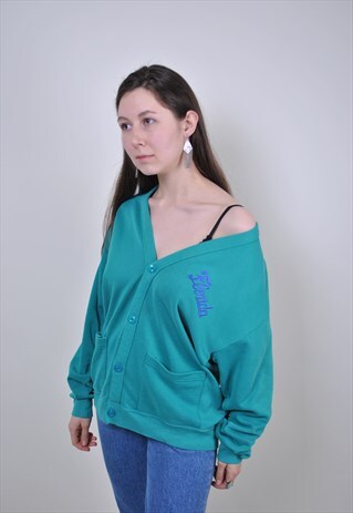 80S FLORIDA SPORT CARDIGAN, VINTAGE COLLEGE TEAM BUTTON TOP
