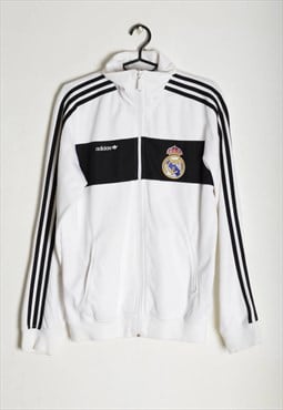 Y2K White Adidas Real Madrid Soccer Athletic Track Jacket