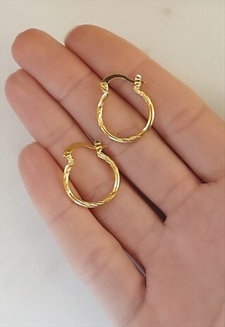 MINI VINTAGE 18K GOLD PLATED TWISTED HOOPS