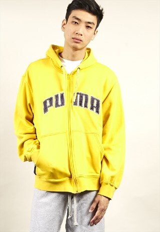 VINTAGE 90'S PUMA YELLOW ZIP-UP HOODIE