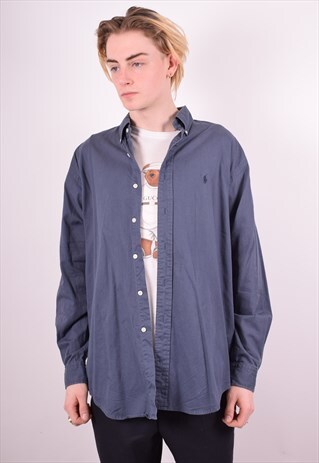 RALPH LAUREN MENS VINTAGE SHIRT MEDIUM GREY 90S