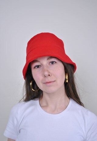 VINTAGE RED BUCKET HAT, 90S HIP HOP SUN HAT