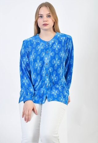 VINTAGE80'S BLOUSE IN ABSTRACT PRINT