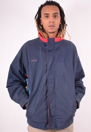 COLUMBIA MENS VINTAGE WINDBREAKER JACKET XL NAVY BLUE 90S