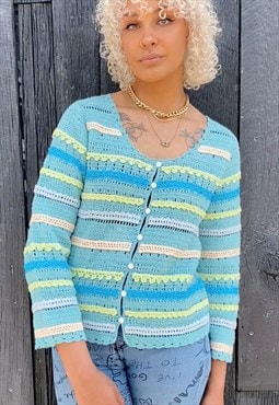Vintage 90s Hand Crochet Cardigan