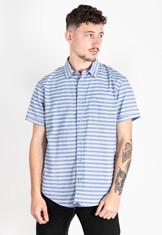 VINTAGE 80S TOMMY HILFIGER SHORT SLEEVE SHIRT / S2134