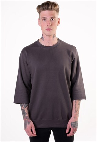 ESSENTIAL 3/4 SLEEVE JUMPER T-SHIRT - STORM GREY