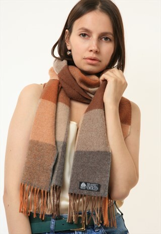 TARTAN CHECKED SCOTLAND LAMBSWOOL WOOL SCARF 4561