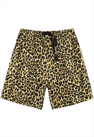 TRENDY NYLON LEOPARD PRINT ALL-MATCH CASUAL SHORTS