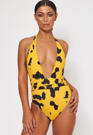 YELLOW LEOPARD PRINT SWIMSUIT
