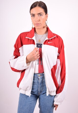 NIKE WOMENS VINTAGE TRACKSUIT TOP JACKET XL WHITE 90'S