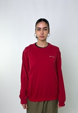 Red 90s Champion Embroidered Sweatshirt