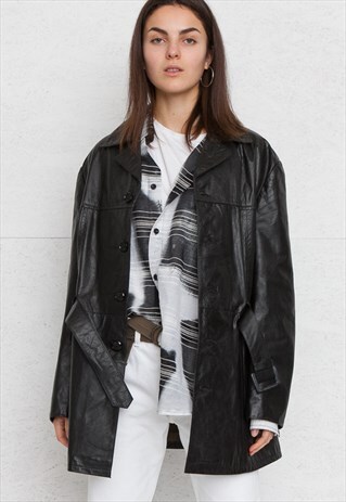 VINTAGE BLACK LEATHER COAT
