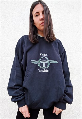 VINTAGE SERGIO TACCHINI DARK BLUE LOGO SWEATSHIRT