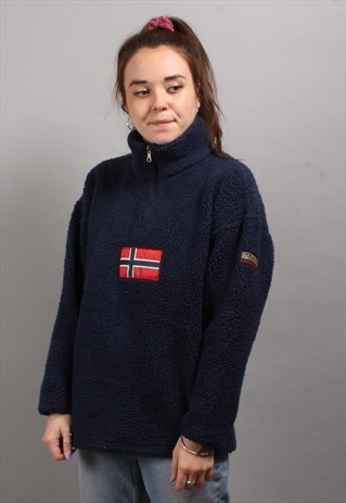 VINTAGE NAPAPIJRI 1/4 ZIP NAVY FLEECE