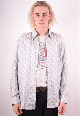 VERSACE MENS VINTAGE SHIRT LARGE GREY 90S