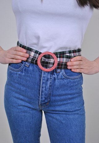VINTAGE PLAID BELT, 80S WOMEN COSTUME ACCESSORIES