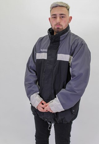 VINTAGE COLUMBIA COAT IN BLACK AND GREY LARGE