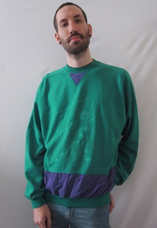 VINTAGE JOINVILLE TURQUOISE & PURPLE SWEATSHIRT BASEBALL
