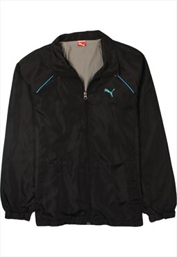 Vintage 90's Puma Windbreaker Track Jacket Full Zip Up Black