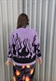 FLAME KNITTED SWEATSHIRT BOX FIT PURPLE FIRE KNITWEAR JUMPER