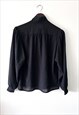 TIE NECK WEDNESDAY GOTH FORMAL EVENING BLACK TOP BLOUSE