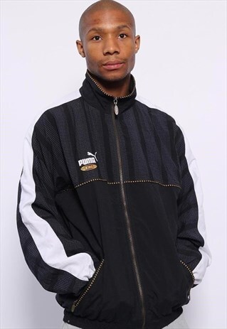 VINTAGE PUMA KING LOGO TRACK JACKET BLACK