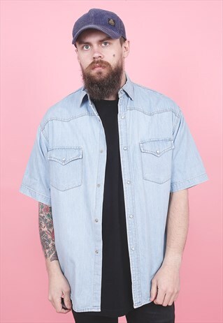 VINTAGE SHORT SLEEVED DENIM SHIRT /R12399