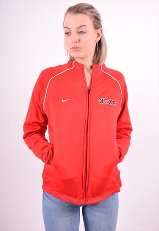 NIKE WOMENS VINTAGE TRACKSUIT TOP JACKET MEDIUM RED 90'S