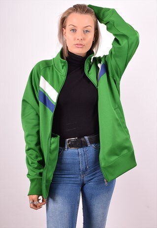 NIKE WOMENS VINTAGE TRACKSUIT TOP JACKET LARGE GREEN 90S