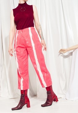 Reworked Benetton Trousers 80s Vintage Pink Tapered Pants