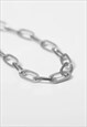 54 FLORAL 18" T BAR CLASP OVAL NECKLACE CHAIN - SILVER