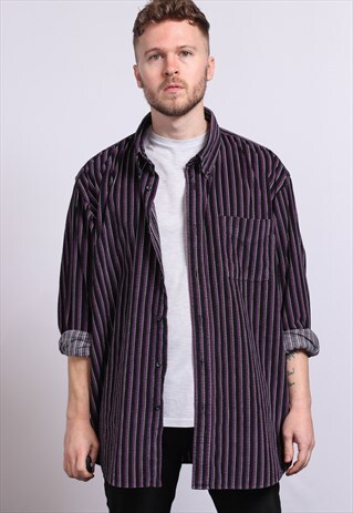 VINTAGE CORDUROY CORD STRIPED SHIRT