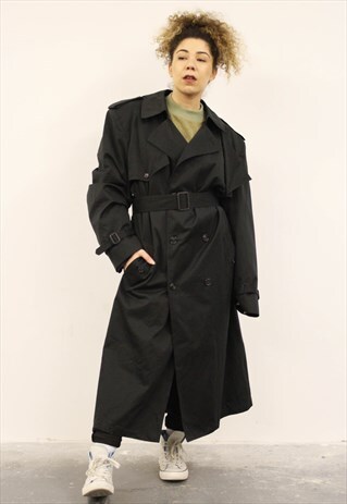 VINTAGE 1980S LONDON FOG BLACK RAIN MAC