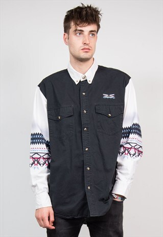 VINTAGE 90'S BLACK WESTERN STYLE SHIRT